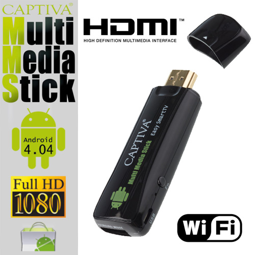 CAPTIVA Multimedia Stick Smart TV Android 4 Internet Player WLAN HDMI MKV WEB