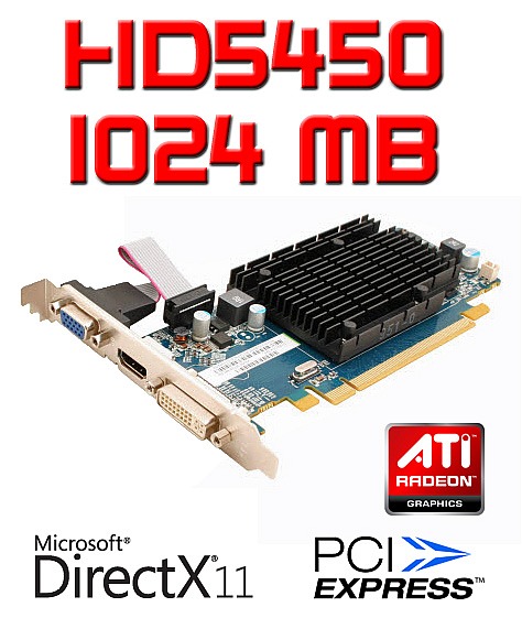 1024MB ATI Radeon HD5450 PC Grafikkarte 5450 passiv 1GB